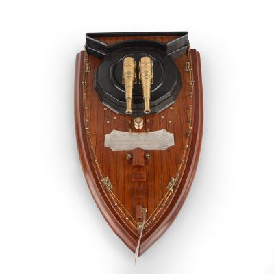 A Teak Model of the Stern of HMS Howe Presented to Captain Assheton Gore Curzon