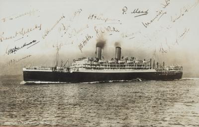 A Team Signed Gelatin Print Photograph of the R M S Otranto