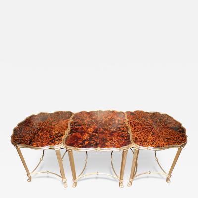 A Three Part Tortoiseshell and Mecca Gilt Coffee Table