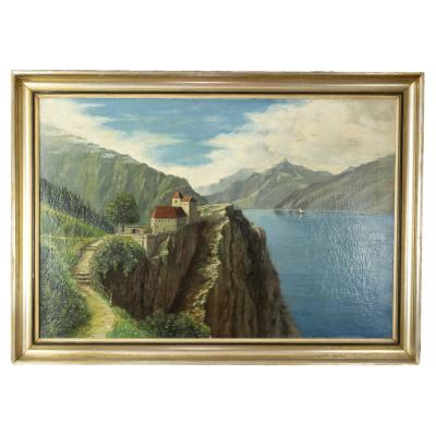 A Toscani Oil On Canvas River Scene In Northern Italy Signed A Toscani 1928 