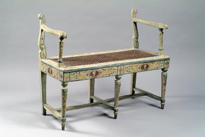 A Two Seated Painted Italian Neoclassical Bench