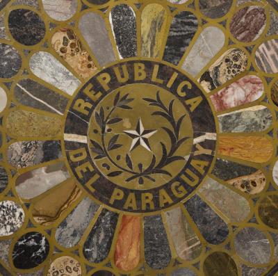 A VERY RARE HARDSTONE AND MARBLE INLAID SPECIMEN PRESENTATION CENTER TABLE