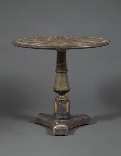 A VERY RARE HARDSTONE AND MARBLE INLAID SPECIMEN PRESENTATION CENTER TABLE