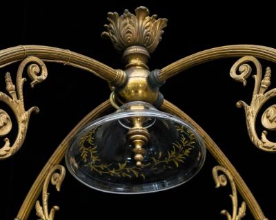 A VICTORIAN PERIOD AESTHETIC GILT BRASS HALL LANTERN