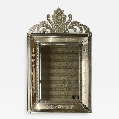 A Venetian Etched Glass Beveled Wall Console Pier Mirror