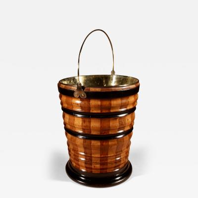 A Very Decorative Original Coopered Peat Tea Bucket Jardini re Tea Stove 