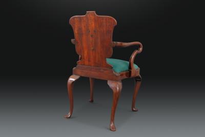A Very Fine Set of 4 Mahogany Armchairs with Bronze Armorial Plaques