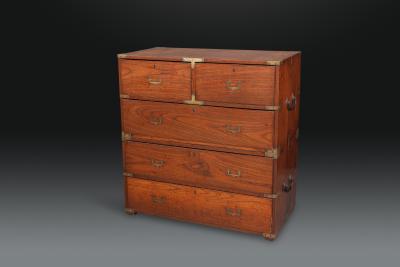 A Very Fine Two Part Campaign Chest of Drawers