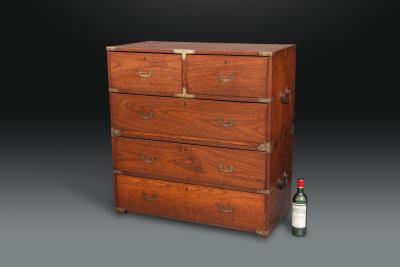 A Very Fine Two Part Campaign Chest of Drawers