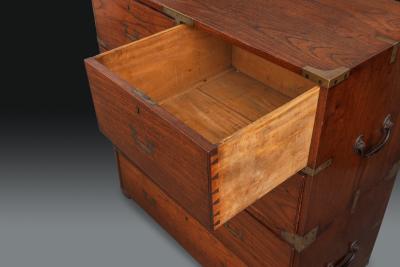 A Very Fine Two Part Campaign Chest of Drawers