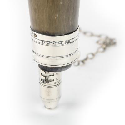 A Very Fine and Historically Significant George III Silver Mounted Powder Horn