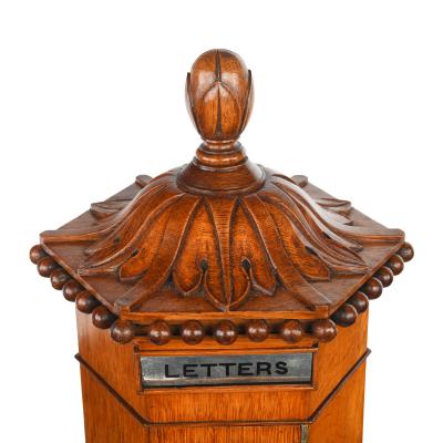 A Victorian English oak 6 sided Country house letter box