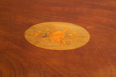 A Victorian Mahogany Marquetry Oval Tray Table