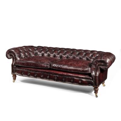 A Victorian walnut Chesterfield sofa