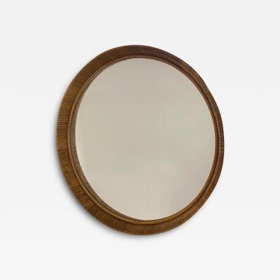 A Vintage Finnish Round Rattan Mirror 1960s