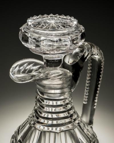 A WILLIAM IV PILLAR CUT CLARET JUG