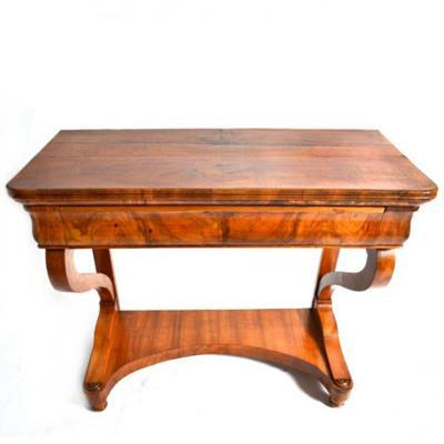 A Walnut Biedermeier Console with Mirror 19th C Germany