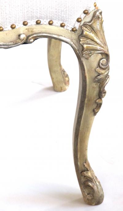 A Well Carved French Louis XV Style Painted Silver Gilt Bench