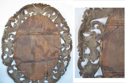 A Well Carved Italian Baroque Style Oval Gilt Wood Mirror