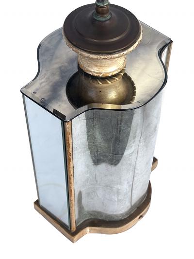 A Well crafted French Reverse painted and Mirrored Arbalete form Lamp