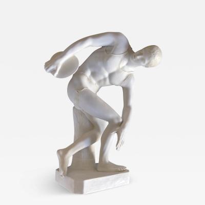 A Well defined Italian Bisque Figure of a Discus Thrower