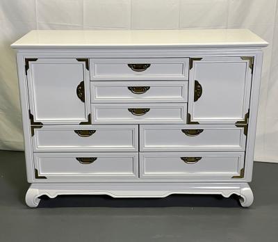 A White Lacquered Campaign Style Chest Cabinet or Mini Armiore