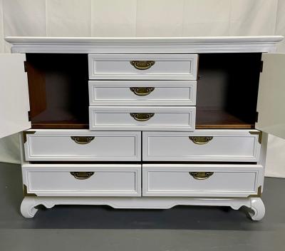 A White Lacquered Campaign Style Chest Cabinet or Mini Armiore