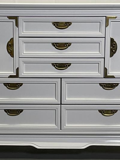 A White Lacquered Campaign Style Chest Cabinet or Mini Armiore