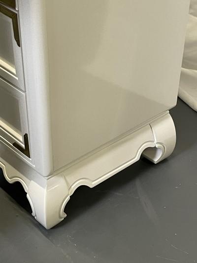 A White Lacquered Campaign Style Chest Cabinet or Mini Armiore