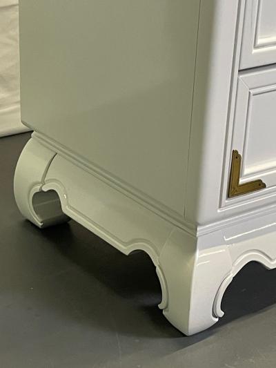 A White Lacquered Campaign Style Chest Cabinet or Mini Armiore
