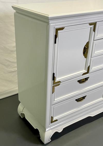 A White Lacquered Campaign Style Chest Cabinet or Mini Armiore