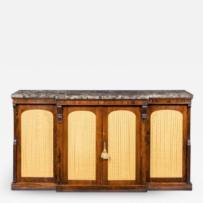 A William IV rosewood breakfront side cabinet