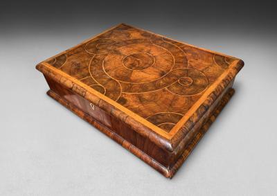 A William Mary walnut oyster veneered lace box