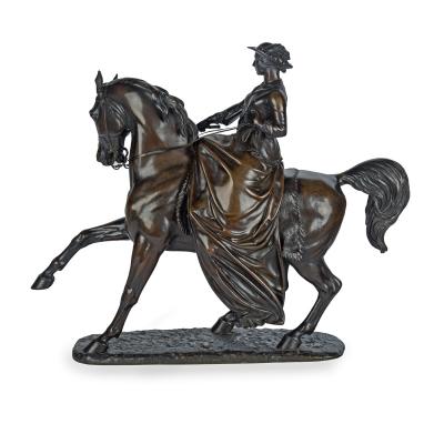 A bronze equestrian portrait of Queen Victoria by Thornycroft