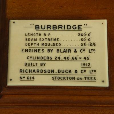 A cased shipyard model of S S Burbridge S S Burcombe 1912