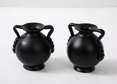 A collection of Swedish Black Glass Vessels Engshyttan Glassworks Ca 1950s