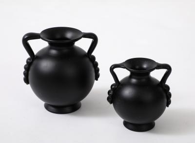 A collection of Swedish Black Glass Vessels Engshyttan Glassworks Ca 1950s