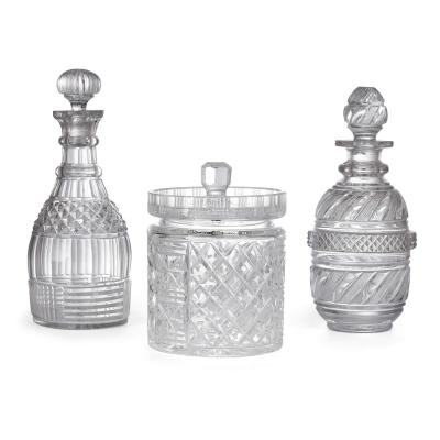 A collection of hobnail cut English glassware