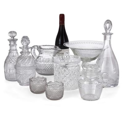 A collection of hobnail cut English glassware