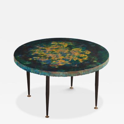 A colorful French blue resin occasional coffee table C 1965 