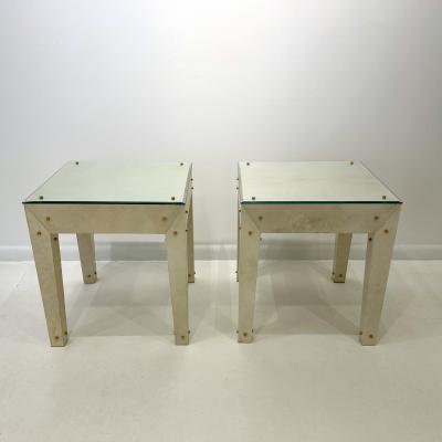 A contemporary pair of side tables in the manner of Jean Michel Frank France 