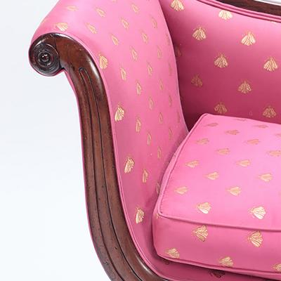 A diminutive English William IV recamier with recent fabric Circa 1830 