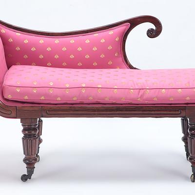 A diminutive English William IV recamier with recent fabric Circa 1830 