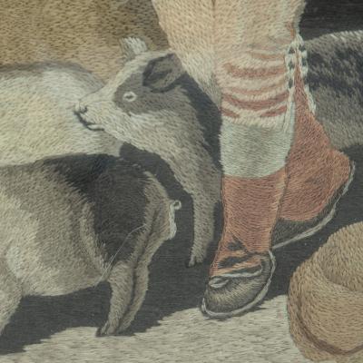 A fine Regency silkwork picture of The Industrious Cottage by Ann Wilson c 1810