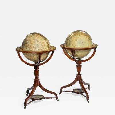 A fine pair of 15 inch floor globes by J G Cary dated 1820 and 1833