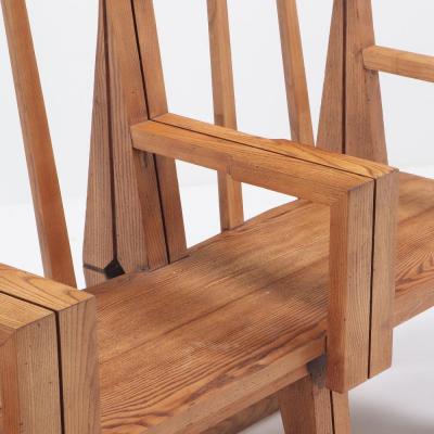 A great Italian oak three section bench circa 1960 