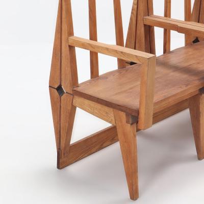 A great Italian oak three section bench circa 1960 