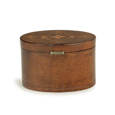 A harewood marquetry tea caddy with Royal Provenance