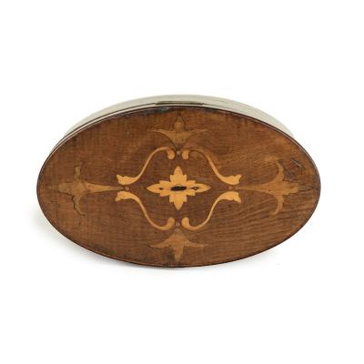 A harewood marquetry tea caddy with Royal Provenance
