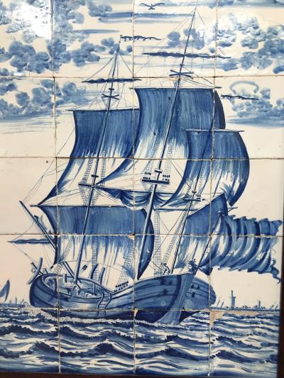 A large 18th century Dutch Maritime Tile Panel
